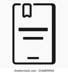 book with bookmark line icon vector flat illustration