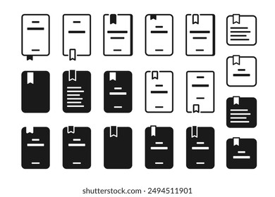 libro con marcador línea forma icono conjunto Vector ilustración plana