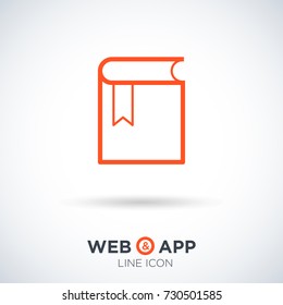 book with a bookmark line vector icon
