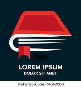 The book with the bookmark logo . Vector illustration isolated on background . 
