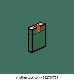 Book with a bookmark Minimalistic Flat Line Color Stroke Icon Pictogram Illustration