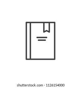 Book with bookmark outline icon. linear style sign for mobile concept and web design. Notebook simple line vector icon. Symbol, logo illustration. Pixel perfect vector graphics