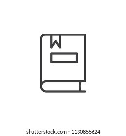 Book with bookmark outline icon. linear style sign for mobile concept and web design. Education simple line vector icon. Symbol, logo illustration. Pixel perfect vector graphics