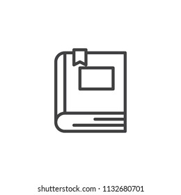 Book with bookmark outline icon. linear style sign for mobile concept and web design. Literature simple line vector icon. Symbol, logo illustration. Pixel perfect vector graphics