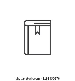 Book with bookmark outline icon. linear style sign for mobile concept and web design. textbook simple line vector icon. Symbol, logo illustration. Pixel perfect vector graphics