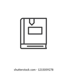 Book with bookmark outline icon. linear style sign for mobile concept and web design. Literature book simple line vector icon. Symbol, logo illustration. Pixel perfect vector graphics