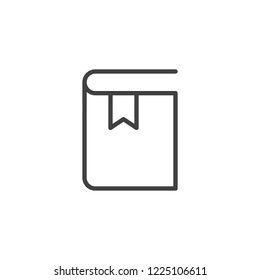 Book with bookmark outline icon. linear style sign for mobile concept and web design. Bookmarked book simple line vector icon. Symbol, logo illustration. Pixel perfect vector graphics