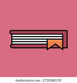 Livro com marcador visto de lado. Ilustração de vetor de estilo plano.