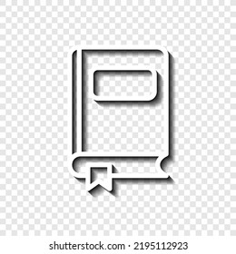 Buchen und Lesezeichen einfache Symbol Vektorgrafik. Flaches Design. Weiß mit Schatten auf transparentem Gitter. 