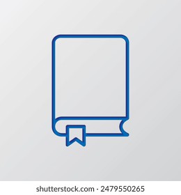 Libro con marcador simple Vector de iconos. Diseño plano. Diseño de corte de papel. Símbolo azul cortado con sombra. Fondo gris.ai