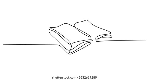 Book and bookmark single line art. Reading education journey concept. Knowledge literature symbol learn.