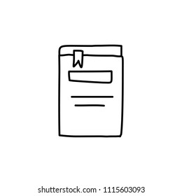 book with a bookmark sketch icon. Element of education icon for mobile concept and web apps. Outline book with a bookmark sketch icon can be used for web and mobile on white background