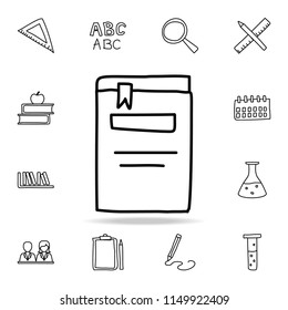book with a bookmark sketch icon. Element of education icon for mobile concept and web apps. Outline book with a bookmark sketch icon can be used for web and mobile