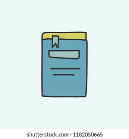 book with a bookmark sketch icon. Element of education icon for mobile concept and web apps. Field outline book with a bookmark sketch icon can be used for web and mobile on blue background