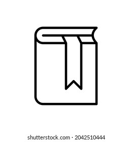Book with bookmark thin line icon. Modern vector illustration for bookstore logo.