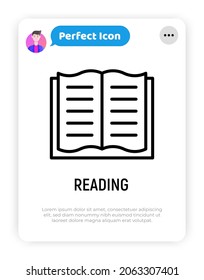 Book with bookmark thin line icon. Modern vector illustration for bookstore logo.