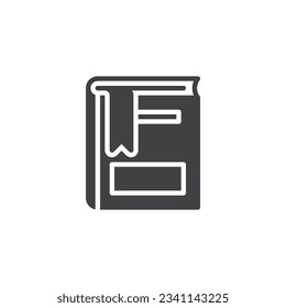 Libro con icono de vector marcador. signo plano relleno para concepto móvil y diseño web. Un icono de glifo de libro. Símbolo, ilustración del logotipo. Gráficos vectoriales