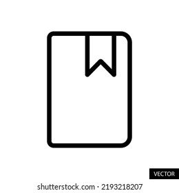 Book with bookmark vector icon in line style design for website design, app, UI, isolated on white background. Editable stroke. EPS 10 vector illustration.