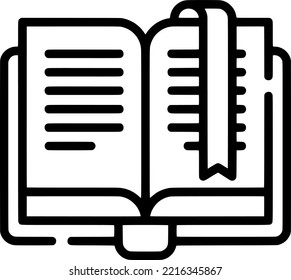 Book with bookmark vector icon, bookmark icon, book with bookmark line icon. Open Book vector outline sign, EPS