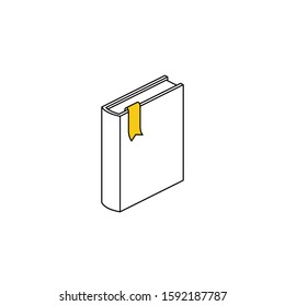Book Bookmark. Vector line, 3d stroke isometric, color web icon, new flat style. Creative illustration design, abstract idea for infographics.