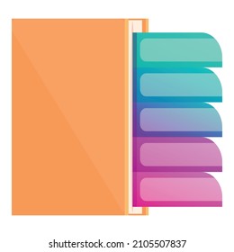 Book With Bookmarks Icon Cartoon Vector. School Textbook. Science Encyclopedia