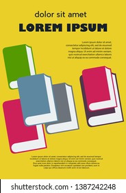 Book and bookstore. Vector poster, cover and flyer.Simple abstract shapes
