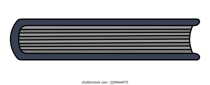 Book. Bottom view. Color vector illustration. Gray cover. School textbook in closed position. Cartoon style. Isolated background. School theme. Illustration for web design.