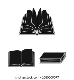 Book bound black icons in set collection for design. Printed products vector symbol stock web illustration.