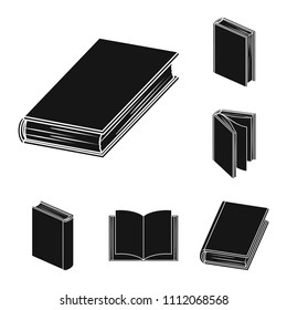 Book bound black icons in set collection for design. Printed products vector symbol stock web illustration.