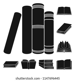 Book bound black icons in set collection for design. Printed products vector symbol stock web illustration.
