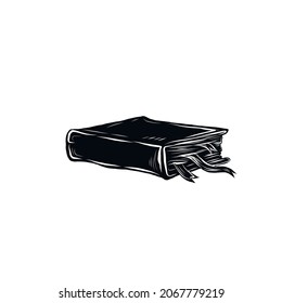Libro atado de negro. Icono del vector aislado en fondo blanco.