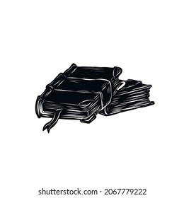 Book bound in black. Vector icon isolated on white background.