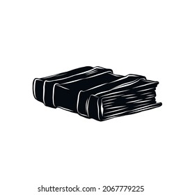 Book bound in black. Vector icon isolated on white background.