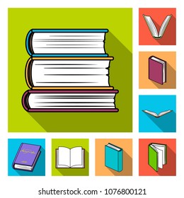 Book bound flat icons in set collection for design. Printed products vector symbol stock web illustration.
