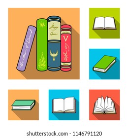 Book bound flat icons in set collection for design. Printed products vector symbol stock web illustration.