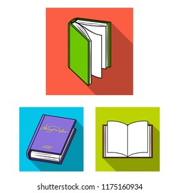 Book bound flat icons in set collection for design. Printed products vector symbol stock web illustration.