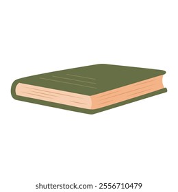Book bound in green. Vector illustration in flat style.