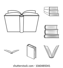Book bound outline icons in set collection for design. Printed products vector symbol stock web illustration.