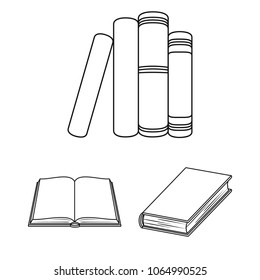 Book bound outline icons in set collection for design. Printed products vector symbol stock web illustration.