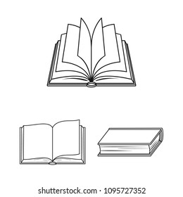 Book bound outline icons in set collection for design. Printed products vector symbol stock web illustration.