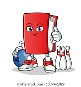 book bowling mascot vector cartoon illustration