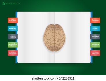 Book and brain of business concept, Vector illustration template design