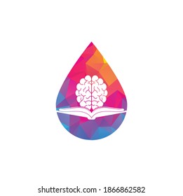 Book brain drop shape concept logo design. Book and brain combination logo concept