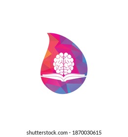 Book brain drop shape concept logo design. Book and brain combination logo concept