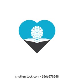 Buchen Sie das Logo für das Hirnherz-Design. Konzept des kombinierten Logos für Buch und Gehirn	