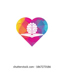 Buchen Sie das Logo für das Hirnherz-Design. Konzept des kombinierten Logos für Buch und Gehirn	