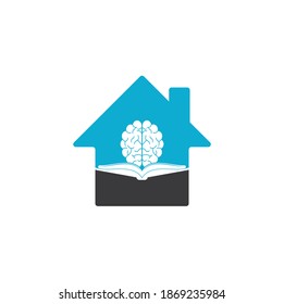 Book brain home shape concept logo design. Book and brain combination logo concept