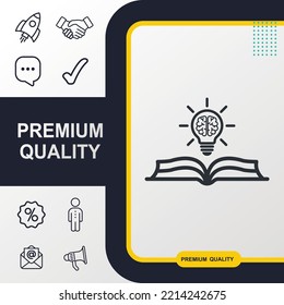 Book and Gehirn Symbol Grafik Element. Modernes Design.