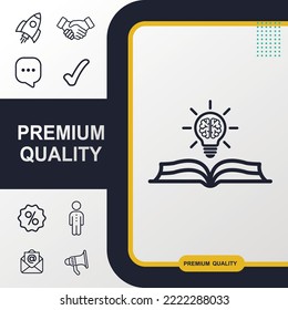 Book and brain icon graphic elements for your work