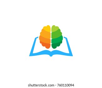 Book Brain Icon Logo Design Element